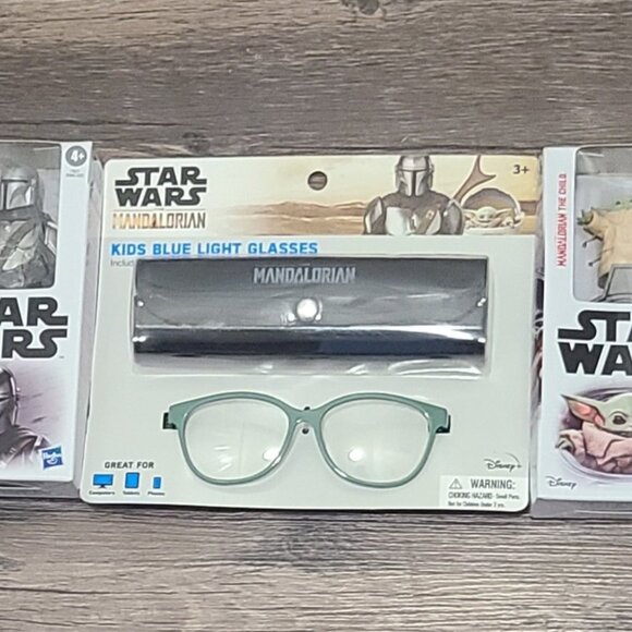 Bundle Star Wars Mandalorian Blue Light Glasses Plus Action Figures - Picture 1 of 1